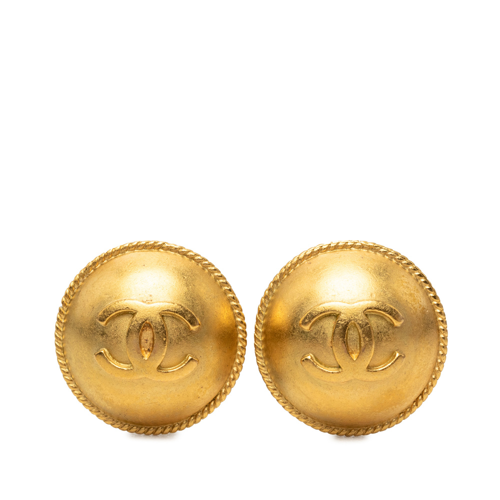 Pre-Loved Chanel CC Gold Plated Round Clip On Earrings